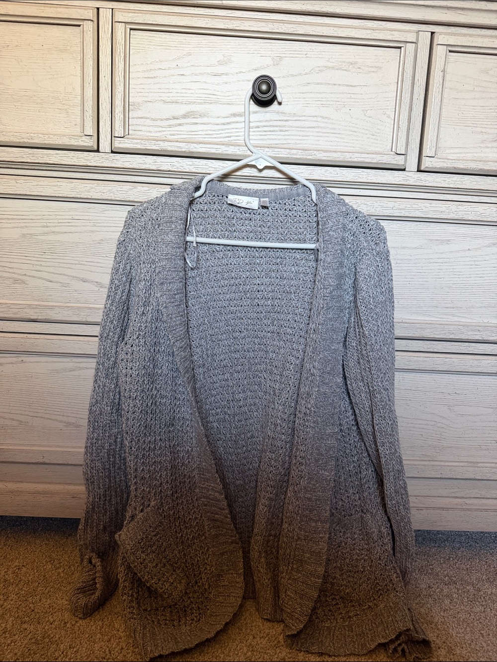 RD Style Light Gray Open-Front Knit Cardigan